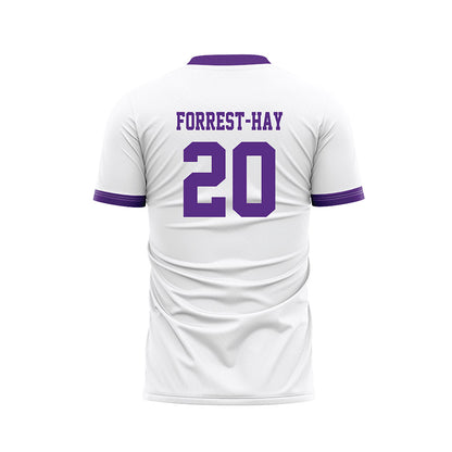 Stonehill - NCAA Men's Soccer : James Forrest-Hay - White Soccer Jersey-1