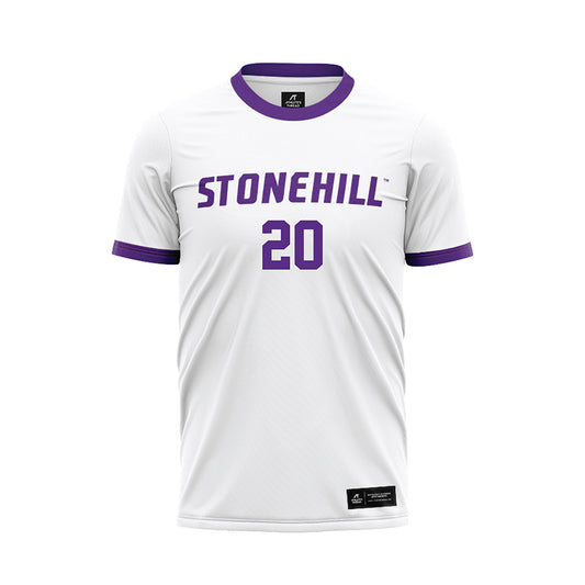 Stonehill - NCAA Men's Soccer : James Forrest-Hay - White Soccer Jersey-0