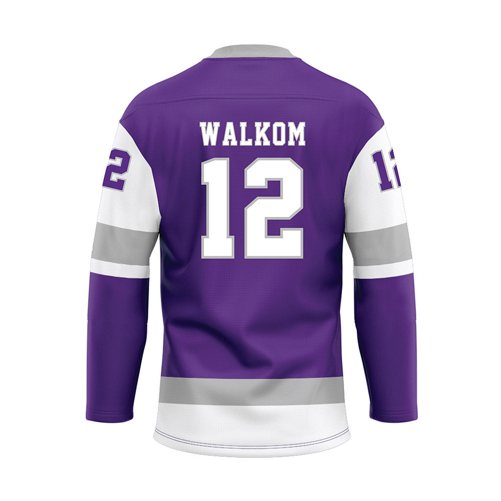 Stonehill - NCAA Women's Ice Hockey : Brianna Walkom - Purple Hockey Jersey-1