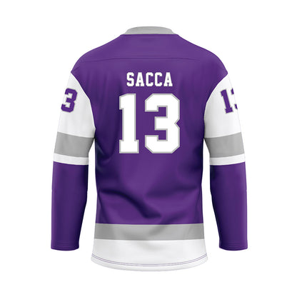 Stonehill - NCAA Women's Ice Hockey : Gracie Sacca - Purple Hockey Jersey-1