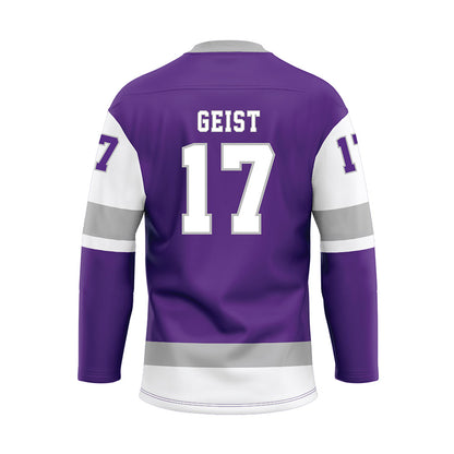 Stonehill - NCAA Women's Ice Hockey : Lily Geist - Purple Hockey Jersey-1