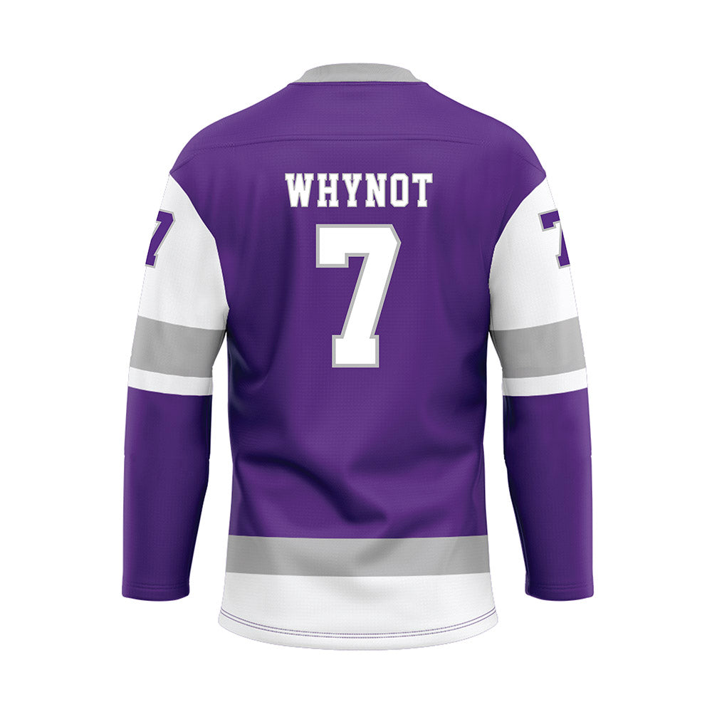 Stonehill - NCAA Women's Ice Hockey : Reagan Whynot - Purple Hockey Jersey-1