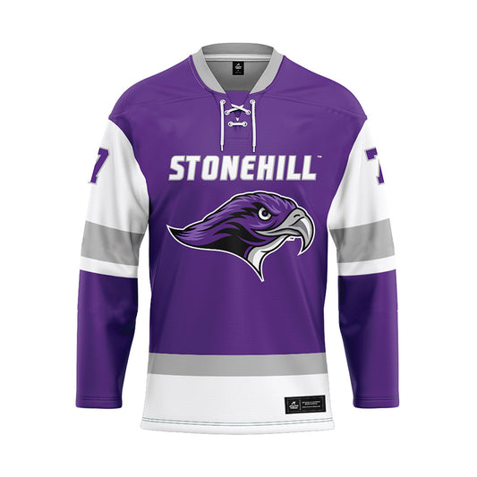 Stonehill - NCAA Women's Ice Hockey : Reagan Whynot - Purple Hockey Jersey-0