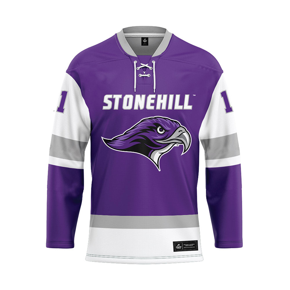 Stonehill - NCAA Women's Ice Hockey : Peyton Wise - Purple Hockey Jersey-0