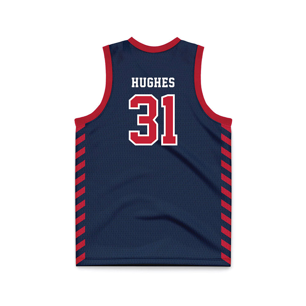 Samford - NCAA Men's Basketball : Joshua Hughes - 2024 Navy Basketball Jersey