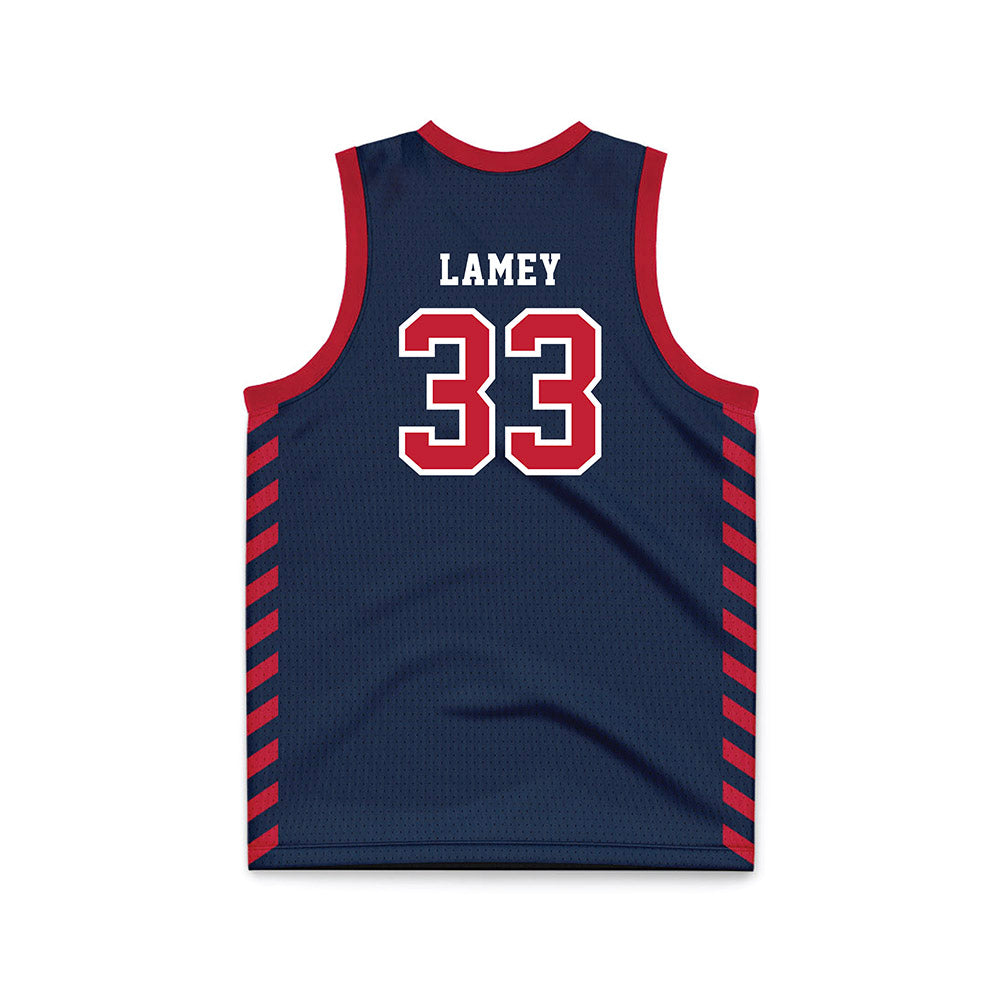 Samford - NCAA Men's Basketball : Zach Lamey - 2024 Navy Basketball Jersey-1