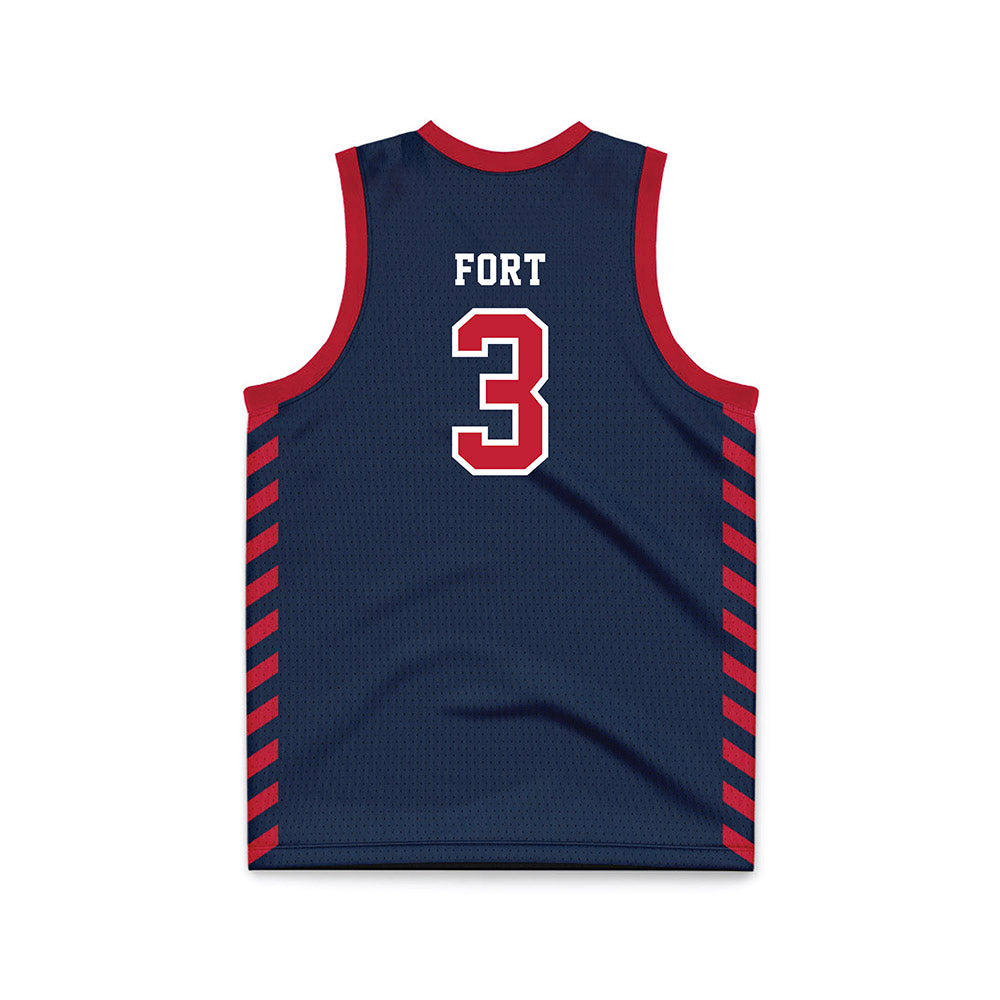 Samford - NCAA Men's Basketball : Trey Fort - 2024 Navy Basketball Jersey-1