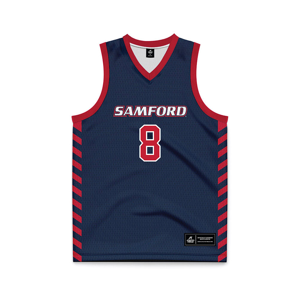 Samford - NCAA Men's Basketball : Zion Wilburn - 2024 Navy Basketball Jersey