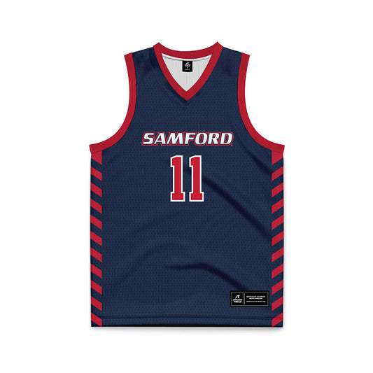 Samford - NCAA Men's Basketball : Cooper Davenport - 2024 Navy Basketball Jersey-0