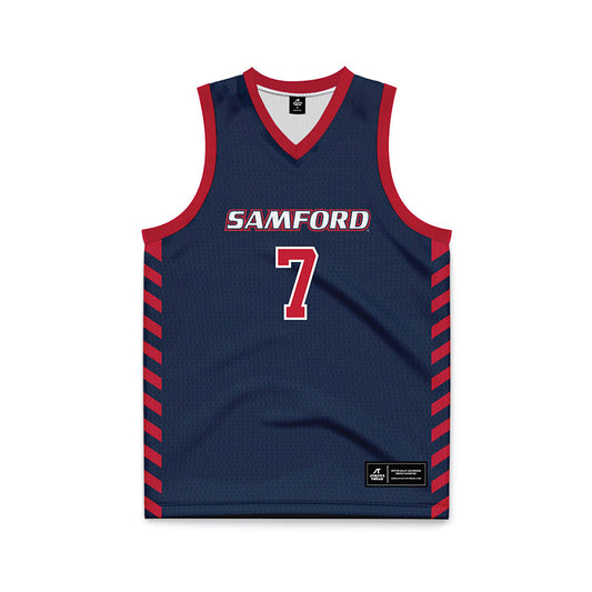 Samford - NCAA Men's Basketball : Paul Stramaglia - 2024 Navy Basketball Jersey