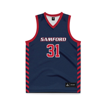 Samford - NCAA Men's Basketball : Joshua Hughes - 2024 Navy Basketball Jersey