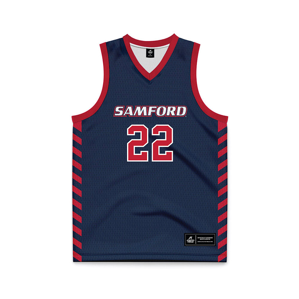 Samford - NCAA Men's Basketball : Thomas Kizer - 2024 Navy Basketball Jersey