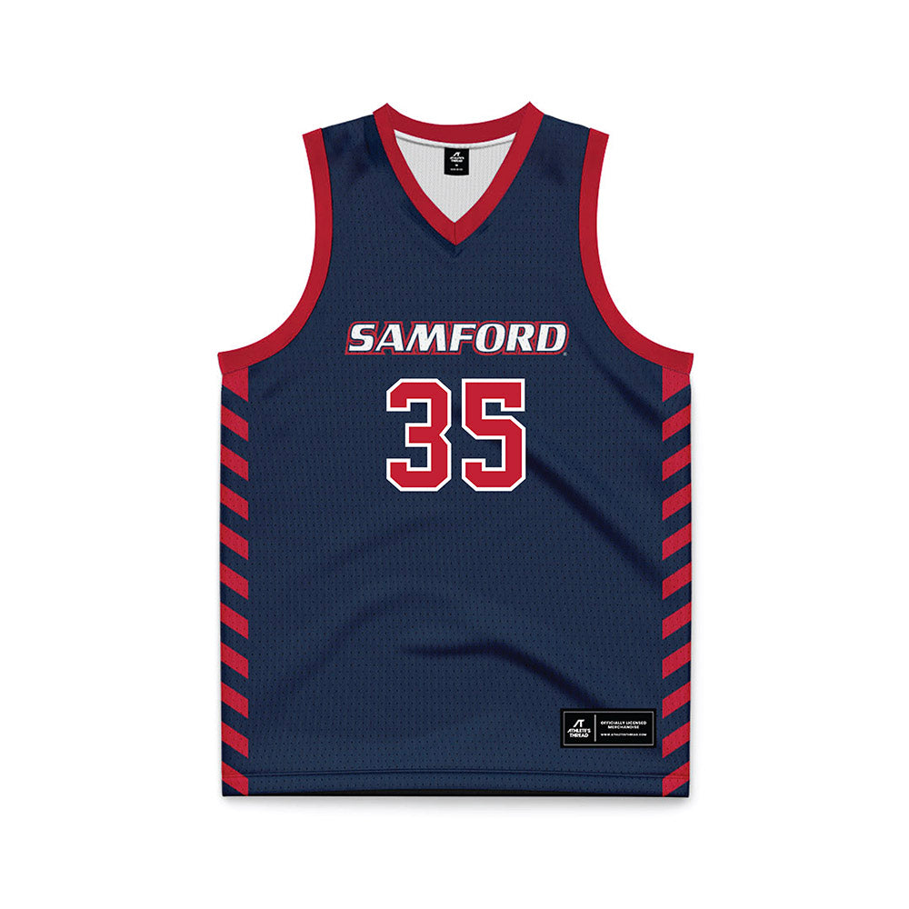 Samford - NCAA Men's Basketball : Riley Allenspach - 2024 Navy Basketball Jersey