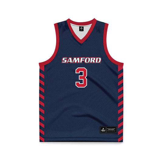 Samford - NCAA Men's Basketball : Keaton Norris - 2024 Navy Basketball Jersey-0