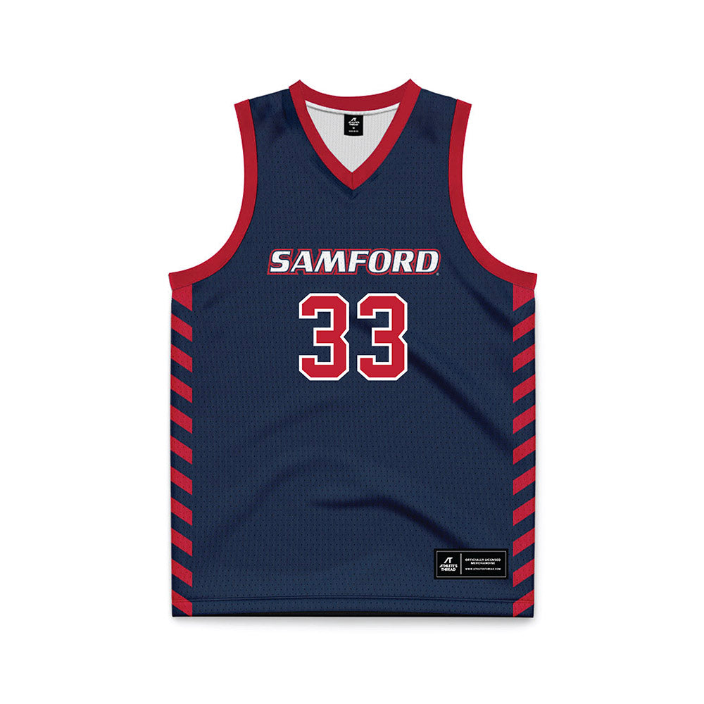 Samford - NCAA Men's Basketball : Zach Lamey - 2024 Navy Basketball Jersey-0