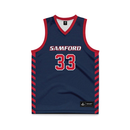 Samford - NCAA Men's Basketball : Zach Lamey - 2024 Navy Basketball Jersey-0