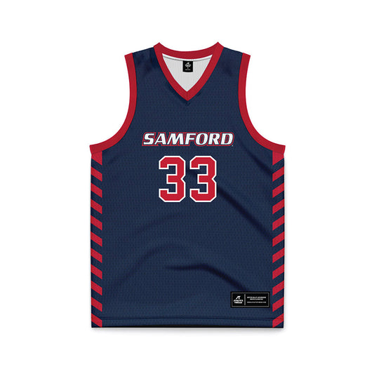 Samford - NCAA Men's Basketball : Zach Lamey - 2024 Navy Basketball Jersey-0