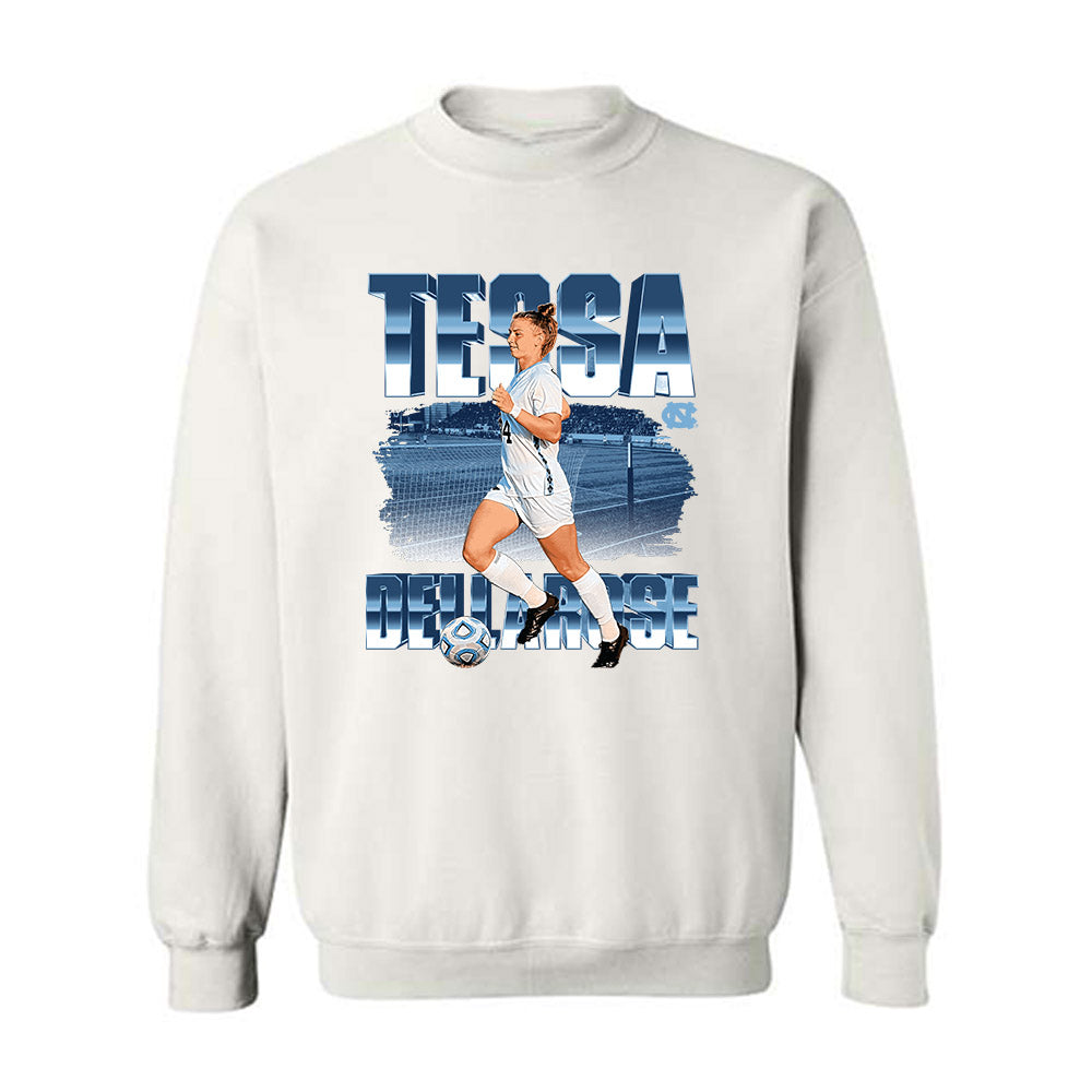 UNC - NCAA Women's Soccer : Tessa Dellarose - Player Collage Crewneck Sweatshirt-0