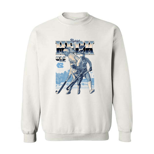 UNC - NCAA Women's Field Hockey : Ryleigh Heck - Player Collage Crewneck Sweatshirt-0