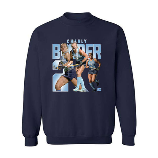 UNC - NCAA Women's Field Hockey : Charly Bruder - Player Collage Crewneck Sweatshirt-0