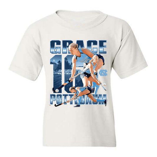 UNC - NCAA Women's Field Hockey : Grace Pottebaum - Player Collage Youth T-Shirt-0