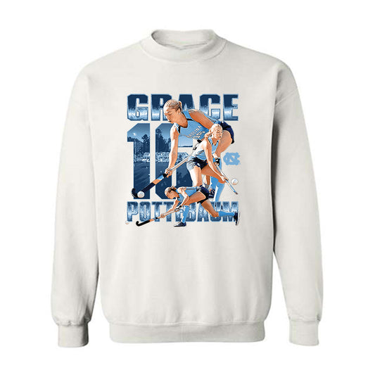 UNC - NCAA Women's Field Hockey : Grace Pottebaum - Player Collage Crewneck Sweatshirt-0