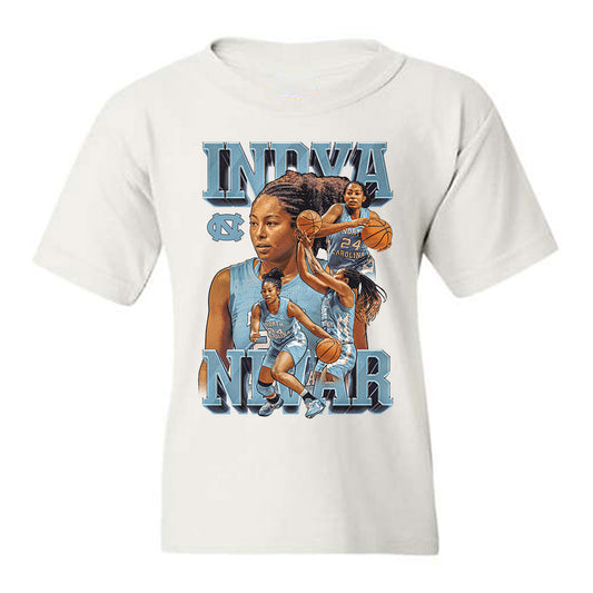 UNC - NCAA Women's Basketball : Indya Nivar - Player Collage Youth T-Shirt-0