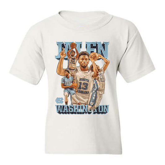 UNC - NCAA Men's Basketball : Jalen Washington - Player Collage Youth T-Shirt-0