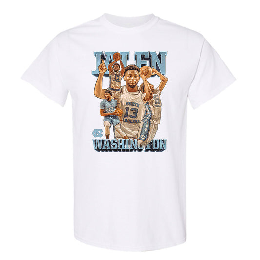 UNC - NCAA Men's Basketball : Jalen Washington - Player Collage T-Shirt-0