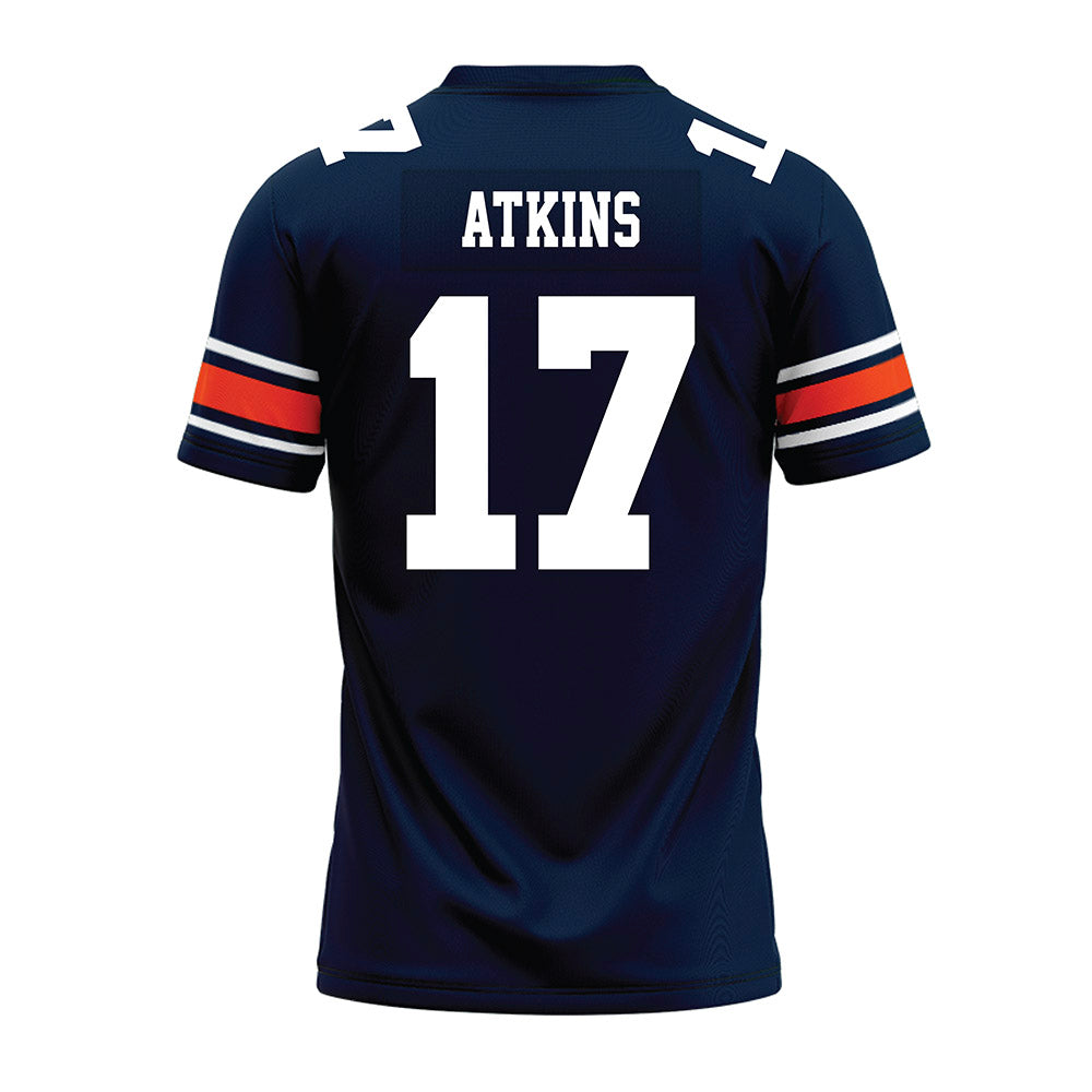 Auburn - NCAA Football : Xavier Atkins - Navy Premium Football Jersey-1