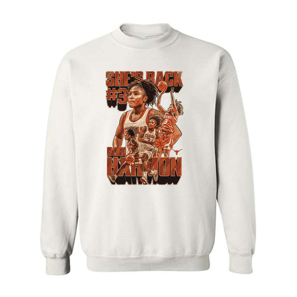 Texas - NCAA Women's Basketball : Rori Harmon - Player Collage Crewneck Sweatshirt