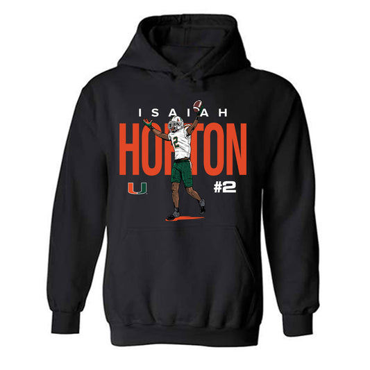 Miami - NCAA Football : Isaiah Horton - Individual Caricature Hooded Sweatshirt