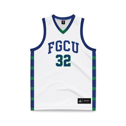 FGCU - NCAA Men's Basketball : Isaiah Malone - White Basketball Jersey-0