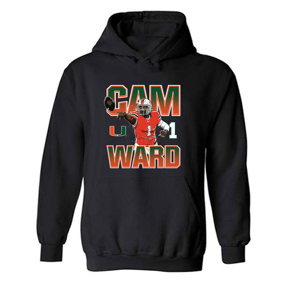 Miami - NCAA Football : Cam Ward - Hooded Sweatshirt-0