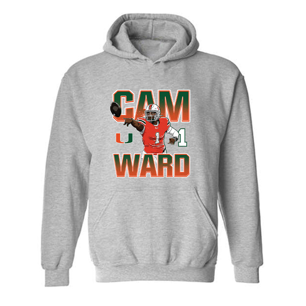 Miami - NCAA Football : Cam Ward - Hooded Sweatshirt-0