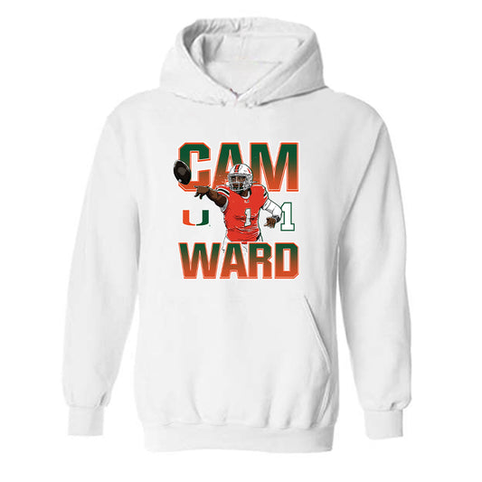 Miami - NCAA Football : Cam Ward - Hooded Sweatshirt-0