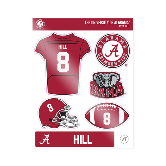 Alabama - NCAA Football : Justin Hill - Sticker Sheet-0