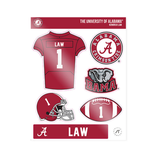 Alabama - NCAA Football : Kendrick Law - Sticker Sheet-0