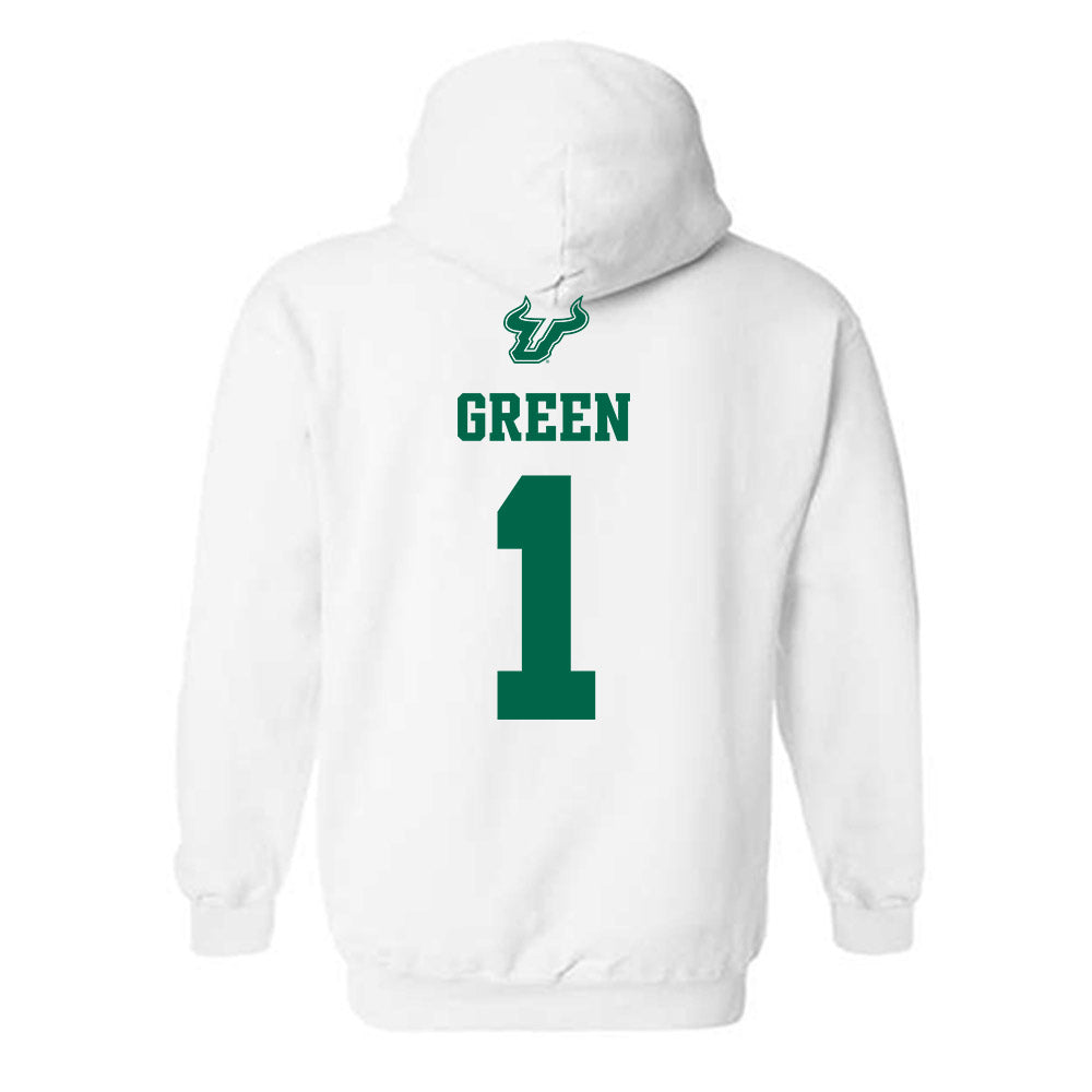 USF - NCAA Men's Basketball : De�Ante Green - EDGE Classic Shersey Hooded Sweatshirt-1