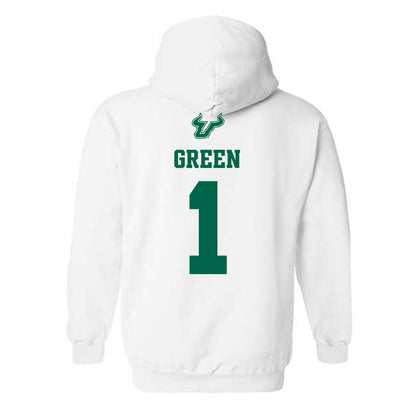 USF - NCAA Men's Basketball : De�Ante Green - EDGE Classic Shersey Hooded Sweatshirt-1