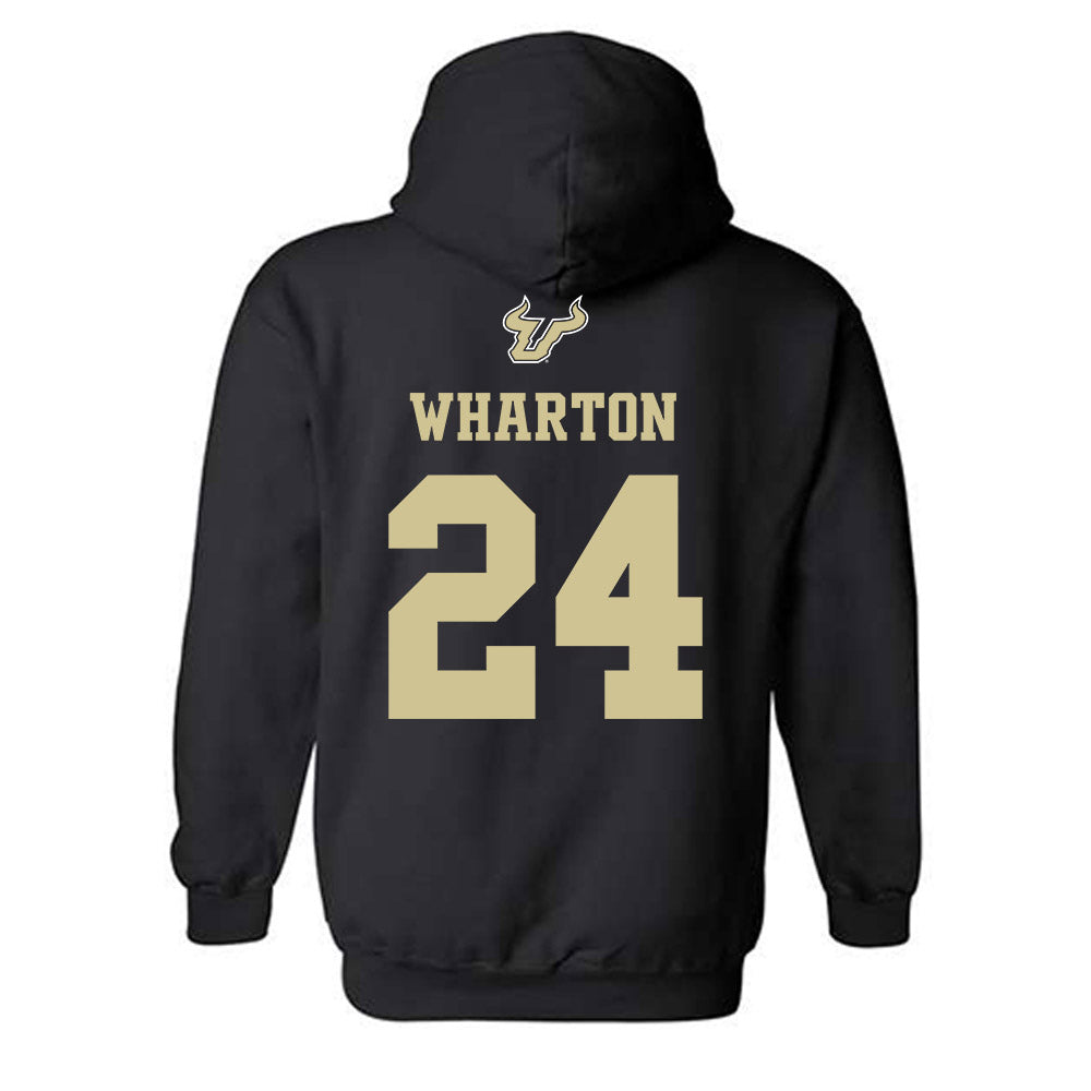 USF - NCAA Men's Basketball : Jaylen Wharton - EDGE Classic Shersey Hooded Sweatshirt-1