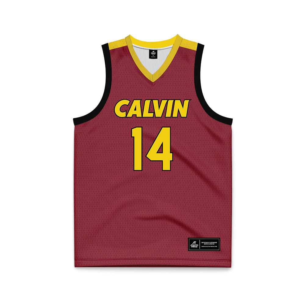 Calvin - NCAA Men's Basketball : Luke Riebel - Maroon Basketball Jersey-0
