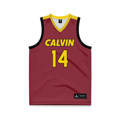 Calvin - NCAA Men's Basketball : Luke Riebel - Maroon Basketball Jersey-0