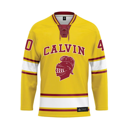 Calvin - NCAA Men's Ice Hockey : Henry Holleman - Gold Hockey Jersey-0