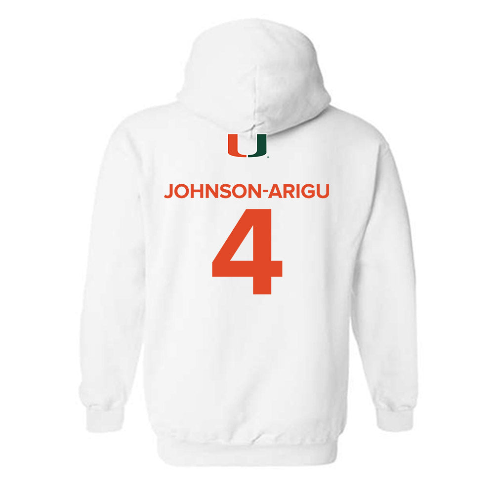 Miami - NCAA Men's Basketball : Isaiah Johnson-Arigu - Replica Shersey Hooded Sweatshirt-1