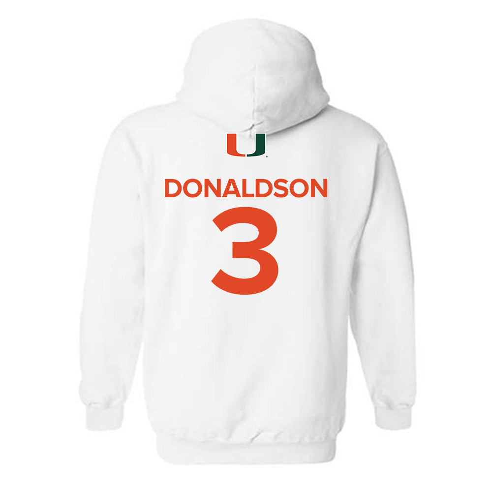 Miami - NCAA Men's Basketball : Tre Donaldson - Replica Shersey Hooded Sweatshirt-1