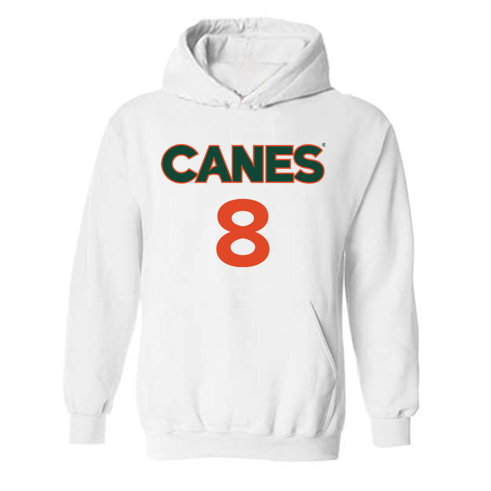 Miami - NCAA Men's Basketball : Xander Alarie - Replica Shersey Hooded Sweatshirt-0