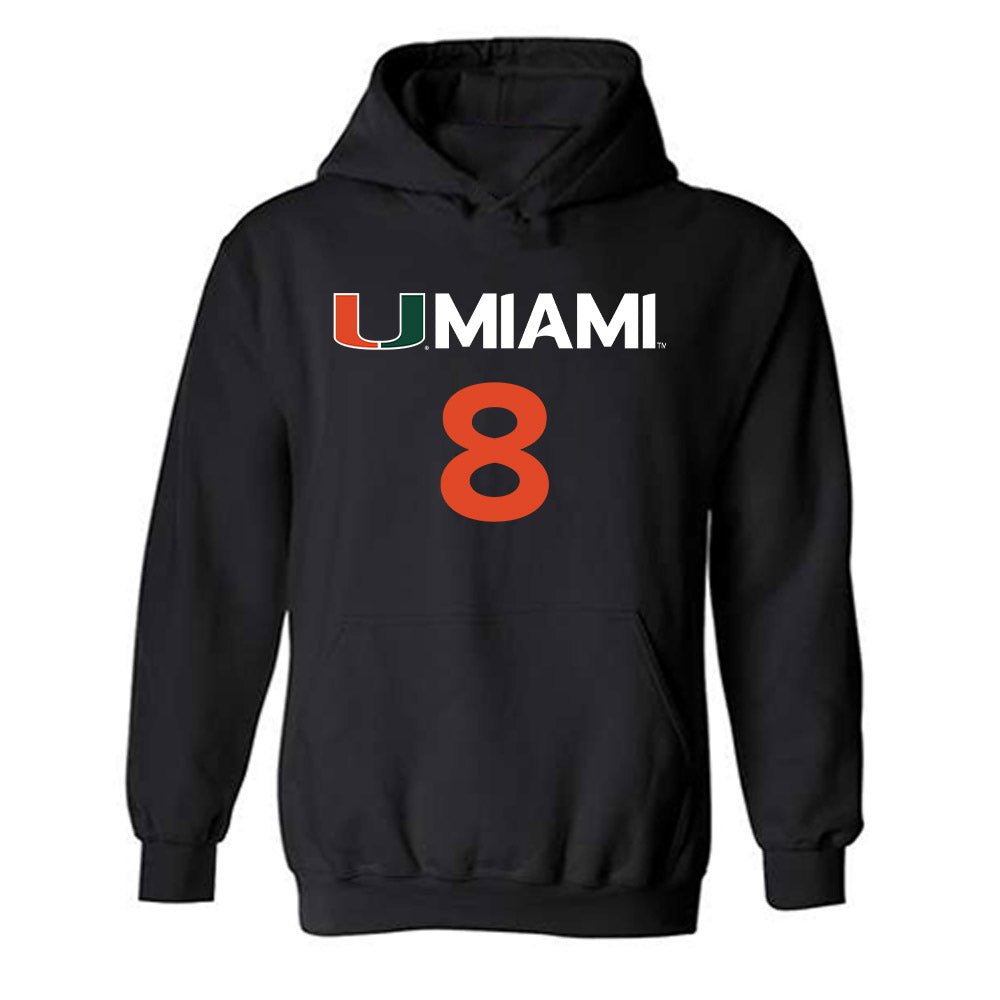 Miami - NCAA Men's Basketball : Xander Alarie - Replica Shersey Hooded Sweatshirt-0