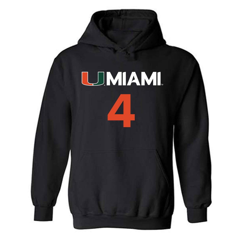 Miami - NCAA Men's Basketball : Isaiah Johnson-Arigu - Replica Shersey Hooded Sweatshirt-0