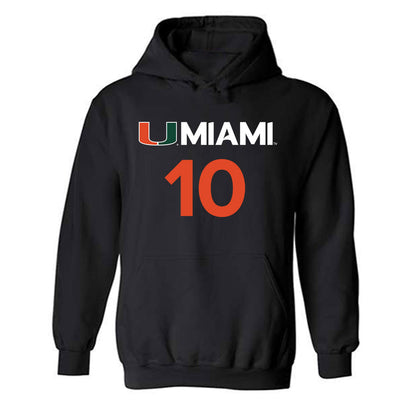 Miami - NCAA Men's Basketball : Paul Djobet - Replica Shersey Hooded Sweatshirt-0